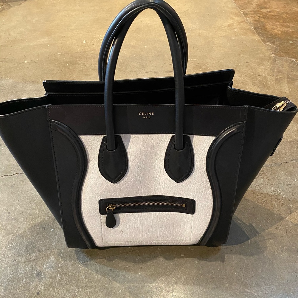 CELINE Bicolor Luggage Bag Leather Micro